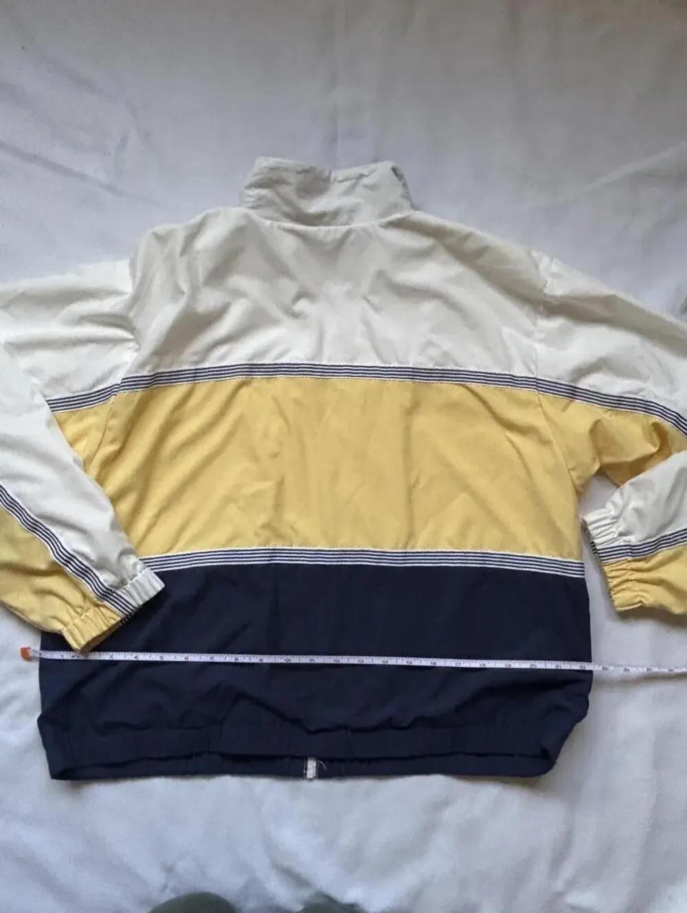 90s Teddi white and yellow striped windbreaker jacket Size L